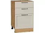 Шкаф нижний с 3-мя ящиками Сканди Cream Silkwood/Дуб Вотан 816*500*480