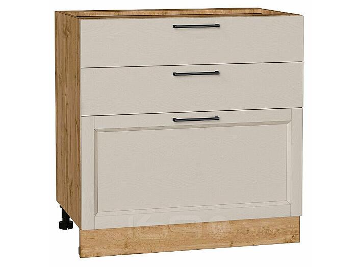 Шкаф нижний с 3-мя ящиками Сканди Cream Silkwood/Дуб Вотан 816*800*480
