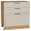 Шкаф нижний с 3-мя ящиками Сканди Cream Silkwood/Дуб Вотан 816*800*480