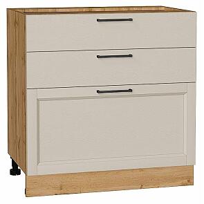Шкаф нижний с 3-мя ящиками Сканди Cream Silkwood/Дуб Вотан 816*800*480