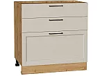Шкаф нижний с 3-мя ящиками Сканди Cream Silkwood/Дуб Вотан 816*800*480