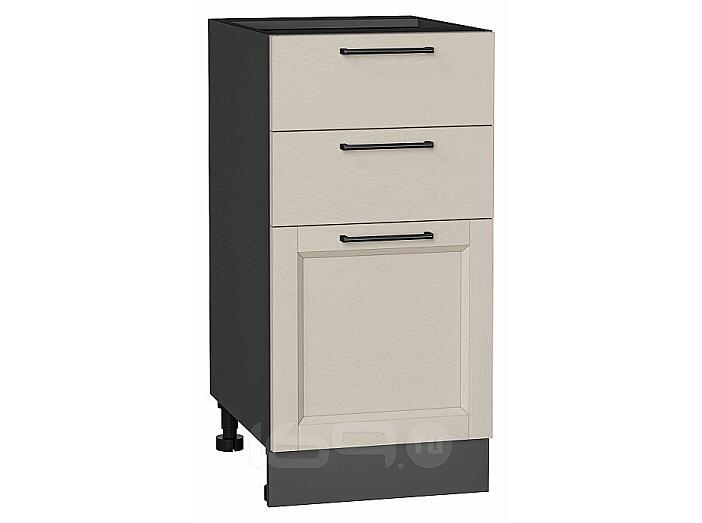 Шкаф нижний с 3-мя ящиками Сканди Cream Silkwood/Graphite 816*400*480