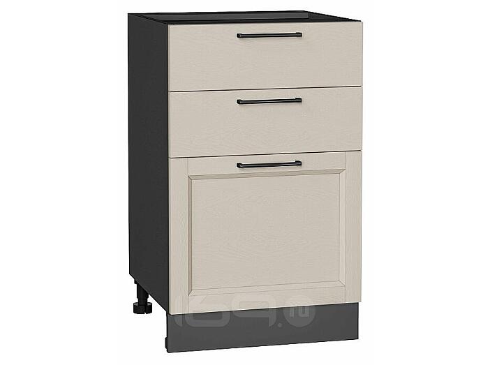 Шкаф нижний с 3-мя ящиками Сканди Cream Silkwood/Graphite 816*500*480