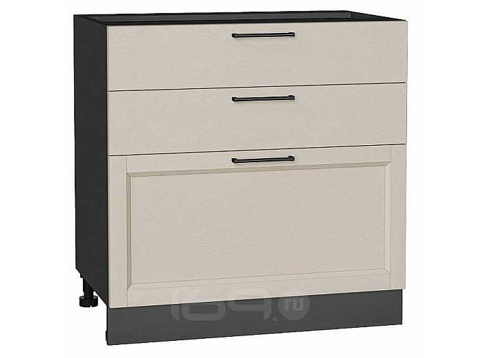 Шкаф нижний с 3-мя ящиками Сканди Cream Silkwood/Graphite 816*800*480