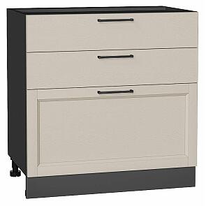 Шкаф нижний с 3-мя ящиками Сканди Cream Silkwood/Graphite 816*800*480