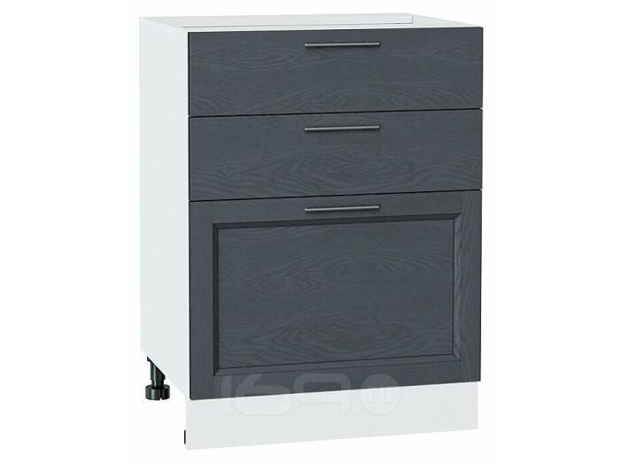 Шкаф нижний с 3-мя ящиками Сканди Graphite Softwood Белый 816*600*480