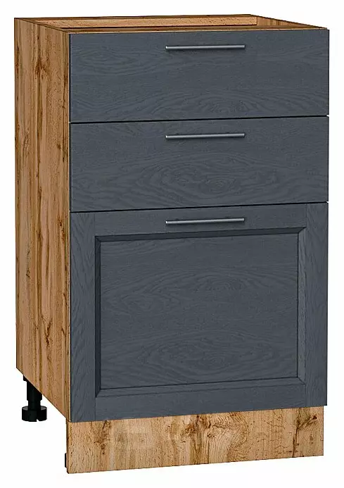 Шкаф нижний с 3-мя ящиками Сканди Graphite Softwood Дуб Вотан 816*500*480