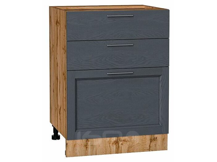 Шкаф нижний с 3-мя ящиками Сканди Graphite Softwood Дуб Вотан 816*600*480
