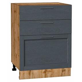 Шкаф нижний с 3-мя ящиками Сканди Graphite Softwood Дуб Вотан 816*600*480