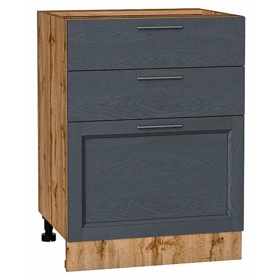 Шкаф нижний с 3-мя ящиками Сканди Graphite Softwood Дуб Вотан 816*600*480