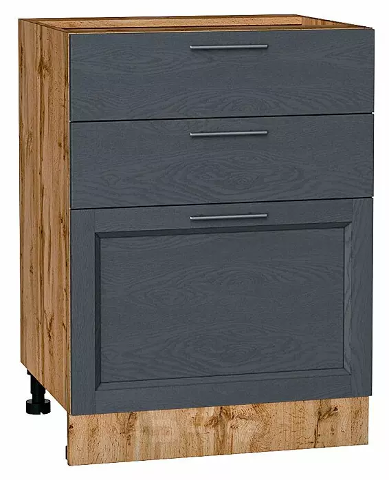 Шкаф нижний с 3-мя ящиками Сканди Graphite Softwood Дуб Вотан 816*600*480