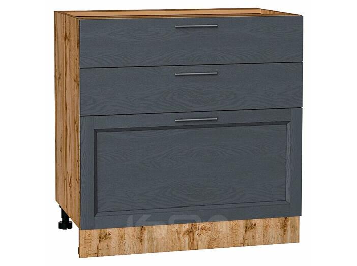 Шкаф нижний с 3-мя ящиками Сканди Graphite Softwood Дуб Вотан 816*800*480