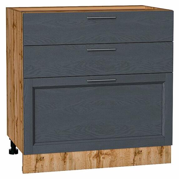 Шкаф нижний с 3-мя ящиками Сканди Graphite Softwood Дуб Вотан 816*800*480