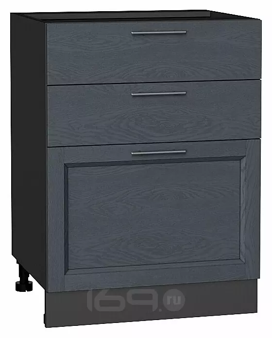 Шкаф нижний с 3-мя ящиками Сканди Graphite Softwood Graphite 816*600*480