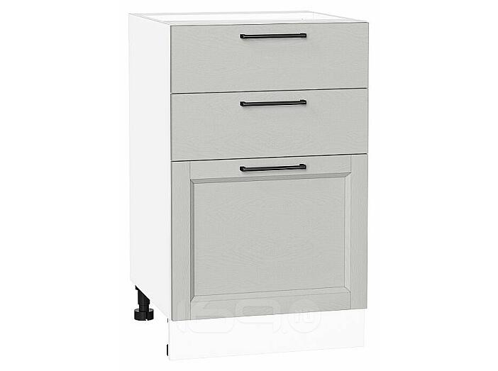Шкаф нижний с 3-мя ящиками Сканди Grey Silkwood/Белый 816*500*480