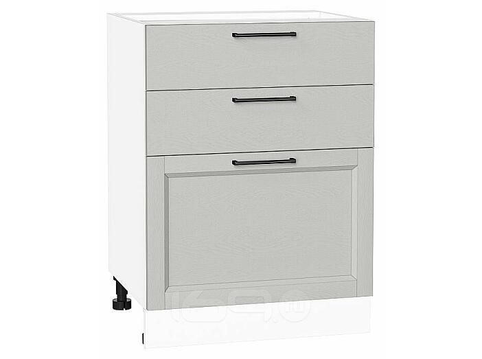 Шкаф нижний с 3-мя ящиками Сканди Grey Silkwood/Белый 816*600*480