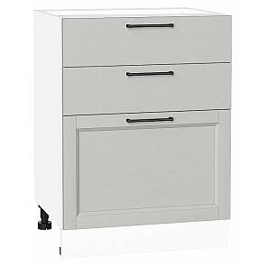 Шкаф нижний с 3-мя ящиками Сканди Grey Silkwood/Белый 816*600*480