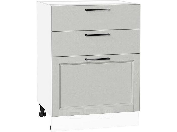 Шкаф нижний с 3-мя ящиками Сканди Grey Silkwood/Белый 816*600*480