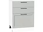Шкаф нижний с 3-мя ящиками Сканди Grey Silkwood/Белый 816*600*480