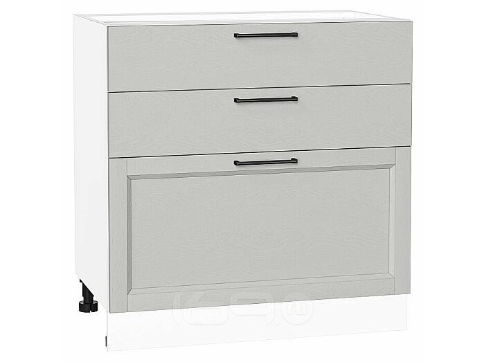 Шкаф нижний с 3-мя ящиками Сканди Grey Silkwood/Белый 816*800*480