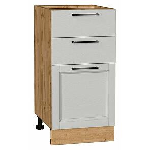 Шкаф нижний с 3-мя ящиками Сканди Grey Silkwood/Дуб Вотан 816*400*480