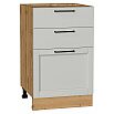 Шкаф нижний с 3-мя ящиками Сканди Grey Silkwood/Дуб Вотан 816*500*480