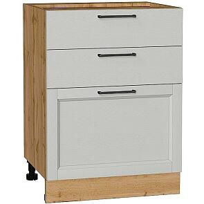 Шкаф нижний с 3-мя ящиками Сканди Grey Silkwood/Дуб Вотан 816*600*480