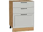 Шкаф нижний с 3-мя ящиками Сканди Grey Silkwood/Дуб Вотан 816*600*480
