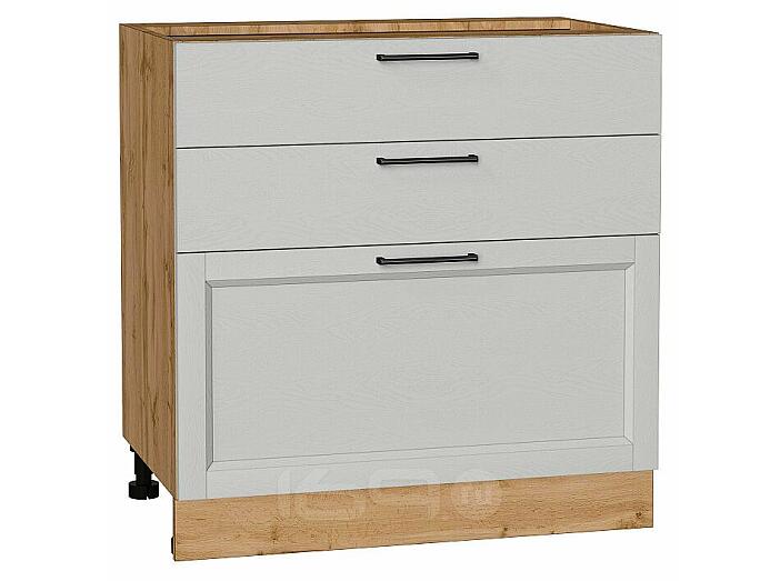 Шкаф нижний с 3-мя ящиками Сканди Grey Silkwood/Дуб Вотан 816*800*480