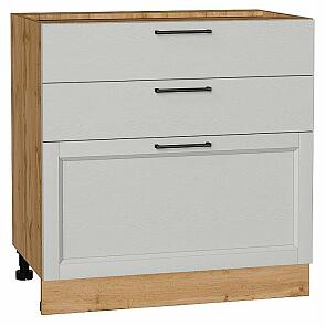 Шкаф нижний с 3-мя ящиками Сканди Grey Silkwood/Дуб Вотан 816*800*480