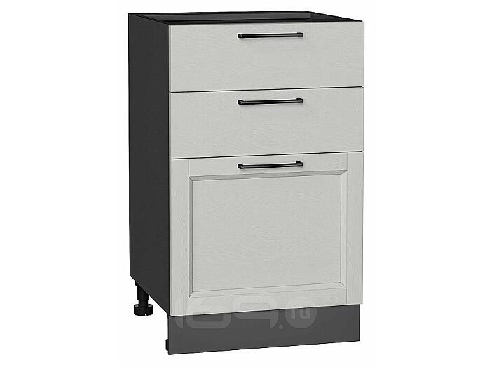Шкаф нижний с 3-мя ящиками Сканди Grey Silkwood/Graphite 816*500*480
