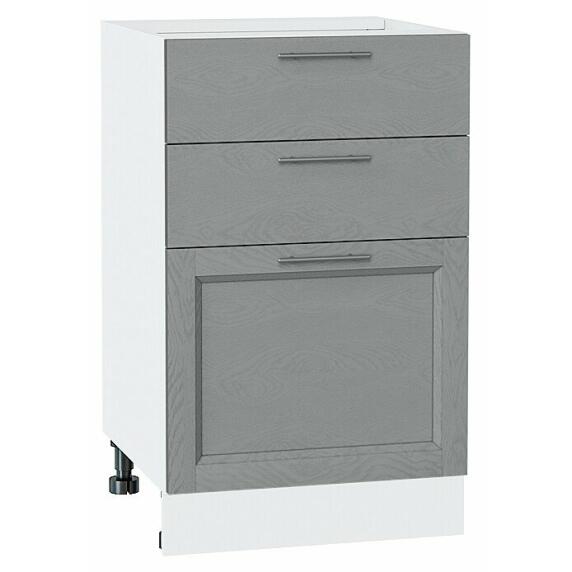 Шкаф нижний с 3-мя ящиками Сканди Grey Softwood Белый 816*500*480