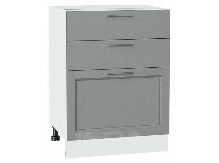 Шкаф нижний с 3-мя ящиками Сканди Grey Softwood Белый 816*600*480