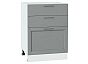 Шкаф нижний с 3-мя ящиками Сканди Grey Softwood Белый 816*600*480