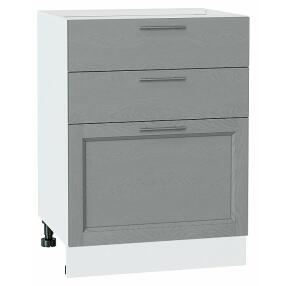 Шкаф нижний с 3-мя ящиками Сканди Grey Softwood Белый 816*600*480