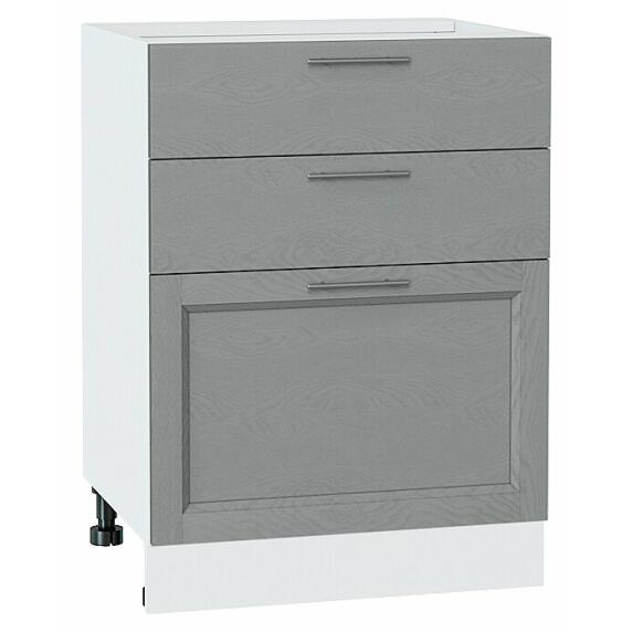 Шкаф нижний с 3-мя ящиками Сканди Grey Softwood Белый 816*600*480