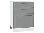 Шкаф нижний с 3-мя ящиками Сканди Grey Softwood Белый 816*600*480
