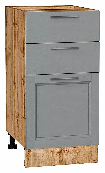 Шкаф нижний с 3-мя ящиками Сканди Grey Softwood Дуб Вотан 816*400*480
