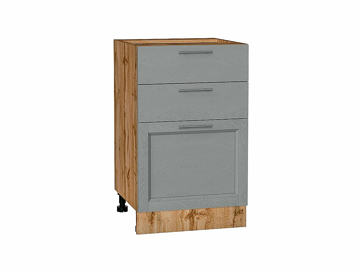 Шкаф нижний с 3-мя ящиками Сканди Grey Softwood Дуб Вотан 816*500*480