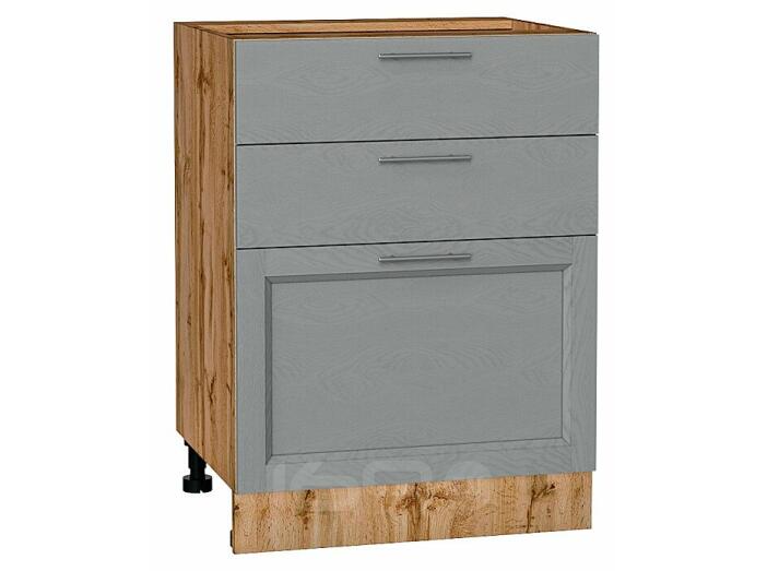 Шкаф нижний с 3-мя ящиками Сканди Grey Softwood Дуб Вотан 816*600*480