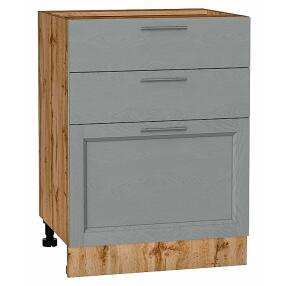 Шкаф нижний с 3-мя ящиками Сканди Grey Softwood Дуб Вотан 816*600*480