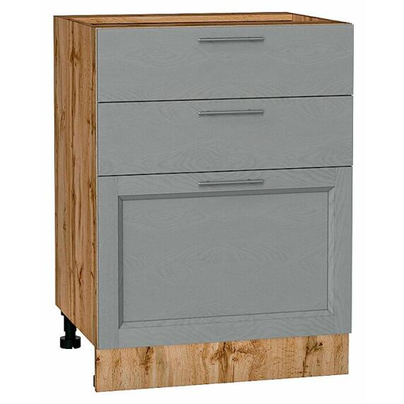 Шкаф нижний с 3-мя ящиками Сканди Grey Softwood Дуб Вотан 816*600*480