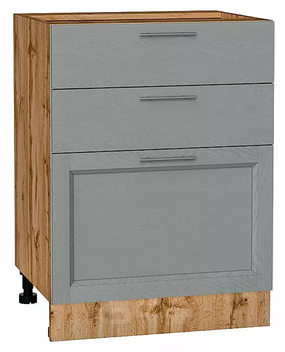 Шкаф нижний с 3-мя ящиками Сканди Grey Softwood Дуб Вотан 816*600*480