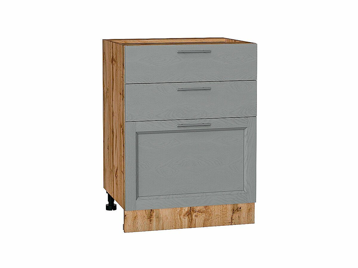 Шкаф нижний с 3-мя ящиками Сканди Grey Softwood Дуб Вотан 816*600*480