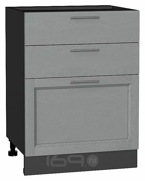 Шкаф нижний с 3-мя ящиками Сканди Grey Softwood Graphite 816*600*480