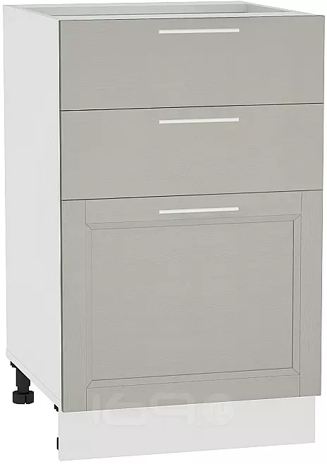 Шкаф нижний с 3-мя ящиками Сканди Н 503 Grey Softwood-Белый