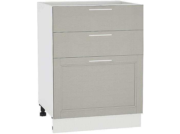 Шкаф нижний с 3-мя ящиками Сканди Н 603 Grey Softwood-Белый