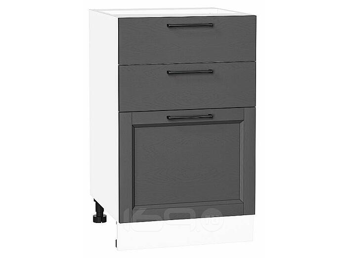 Шкаф нижний с 3-мя ящиками Сканди Stormy Silkwood/Белый 816*500*480
