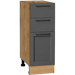 Шкаф нижний с 3-мя ящиками Сканди Stormy Silkwood/Дуб Вотан 816*300*480