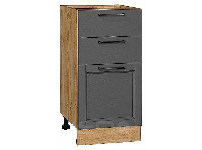 Шкаф нижний с 3-мя ящиками Сканди Stormy Silkwood/Дуб Вотан 816*400*480